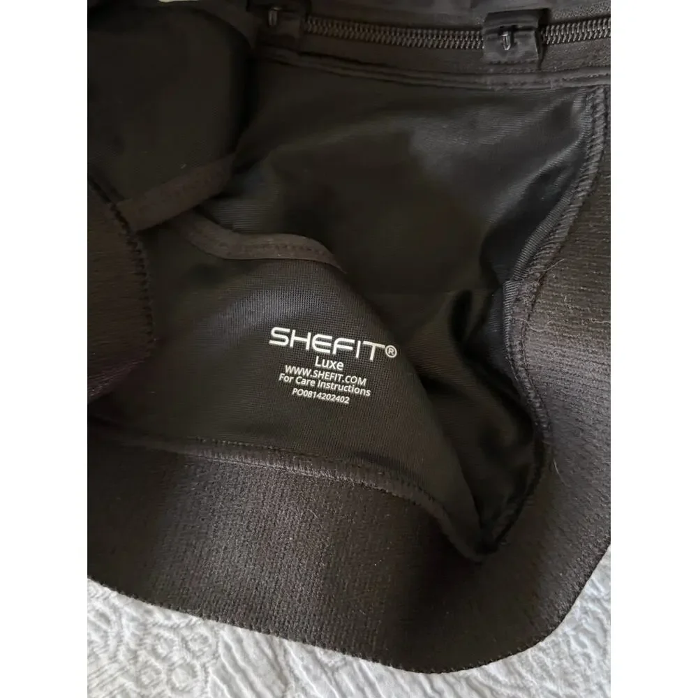 Shefit Luxe Sports Bra Womens Black Gold Zip Front Adjustable High Impact - Picture 3 of 5